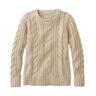 Women's Double L Cable Sweater, Crewneck Oatmeal Heather Small, Cotton/Cotton Yarns L.L.Bean