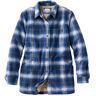 Women's Heritage Chamois Shirt, Sherpa-Lined Shacket Pattern Ocean Blue Plaid Extra Small, Flannel L.L.Bean