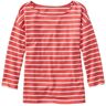 Women's Heritage Mariner Top, Boatneck Three-Quarter-Sleeve Stripe Sunlit Coral/Sea Salt Small, Cotton L.L.Bean