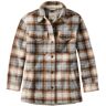 Women's Brushed Plaid Shacket Cream Small, Wool Synthetic L.L.Bean