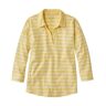 Women's Heritage Mariner Top, Splitneck Polo Three-Quarter-Sleeve Stripe Lemon/Sea Salt Small, Cotton L.L.Bean