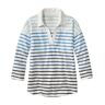 Women's Heritage Mariner Top, Splitneck Polo Three-Quarter-Sleeve Stripe Blue Ombre Small, Cotton L.L.Bean