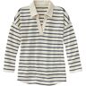 Women's Heritage Mariner Top, Splitneck Polo Three-Quarter-Sleeve Stripe Sailcloth/Classic Navy Small, Cotton L.L.Bean