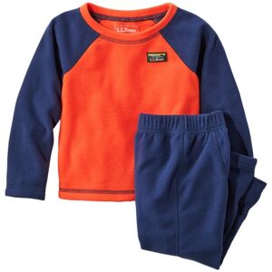 Toddlers' Fitness Fleece Long-Sleeve Tee/Pants Set, Colorblock Cherry Tomato/Night 6-12 m L.L.Bean