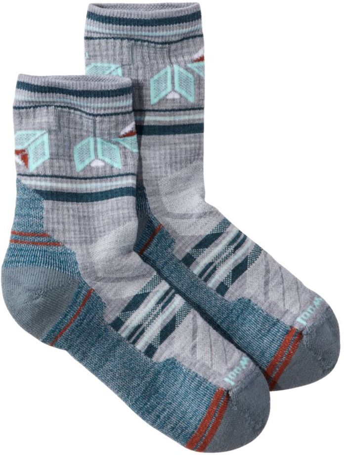 Women's Smartwool Hike Light Cushion Castle Socks, Mid-Crew Light Gray Small, Wool Blend/Nylon