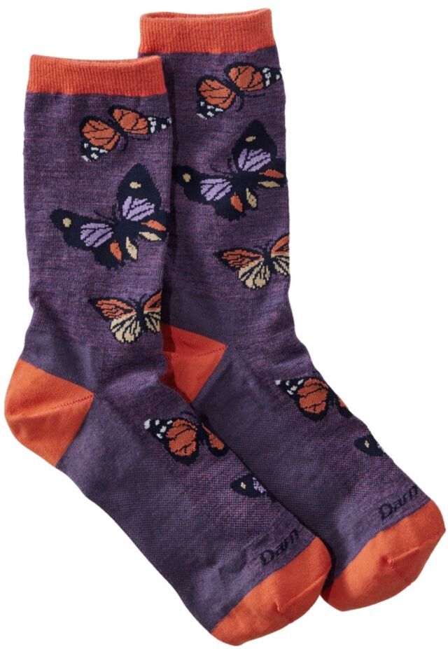 Women's Darn Tough Flutter Crew Sock Plum Medium, Wool Blend/Nylon