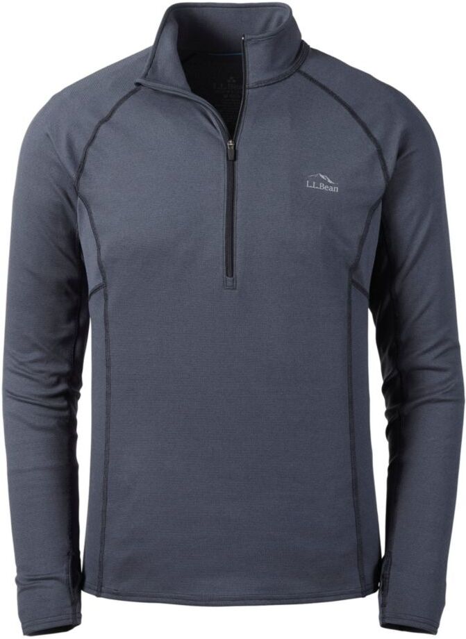 Men's L.L.Bean Midweight Base Layer - Long Underwear, 1/4 Zip Carbon Navy Extra Large, Synthetic