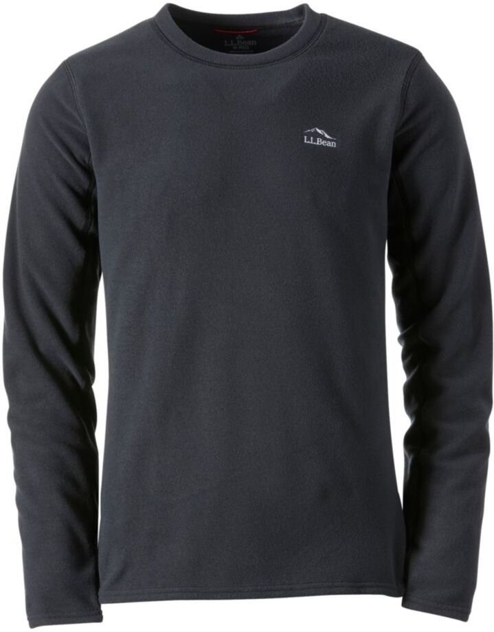 Men's L.L.Bean Fleece Base Layer - Long Underwear Crew, Long-Sleeve Black Large, Synthetic/Plastic