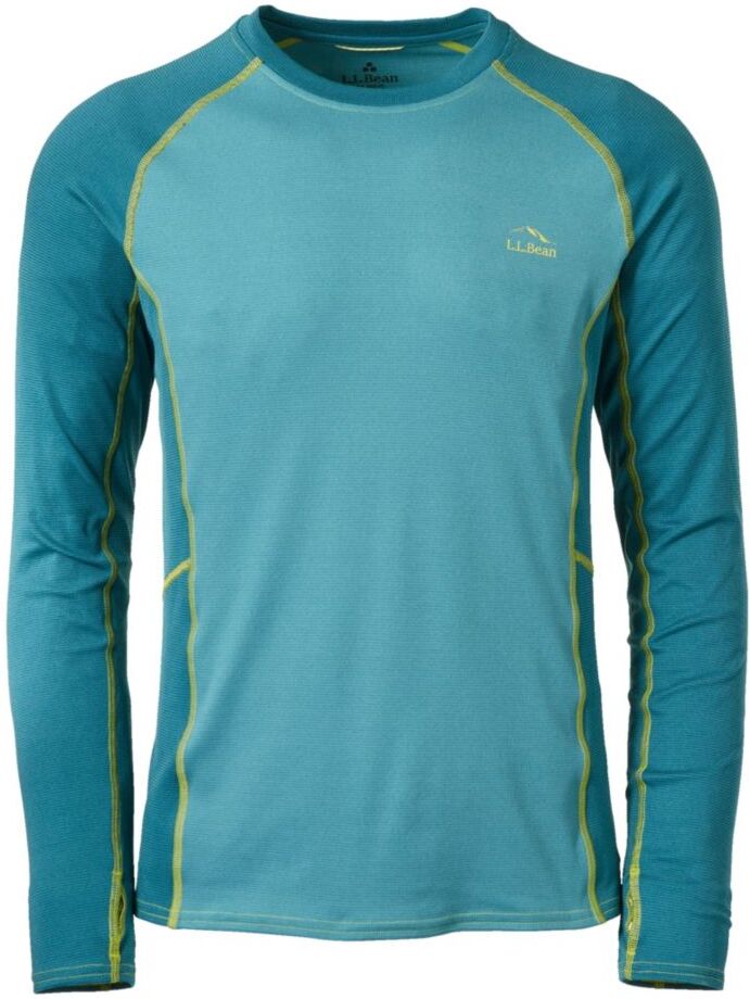 Men's L.L.Bean Midweight Base Layer - Long Underwear Crew, Long-Sleeve Color Block Mallard Teal Extra Large, Synthetic