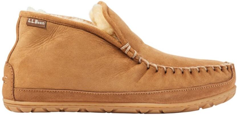 Men's Wicked Good Sheepskin Shearling Lined Slippers, Boot Moc Brown 9(D), Suede Leather/Rubber L.L.Bean