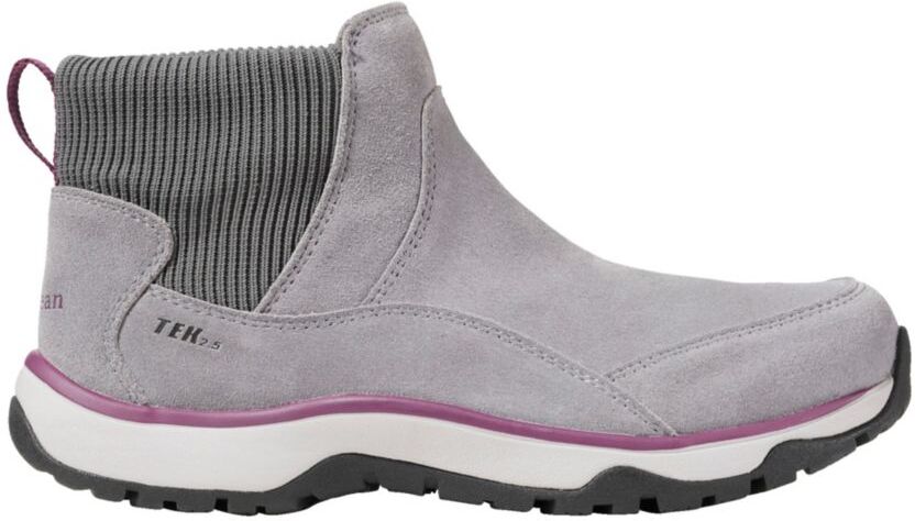 Women's Snow Sneaker 5 Boots, Pull-On Frost Gray/Bramble Berry 6(B), Suede Leather/Rubber L.L.Bean