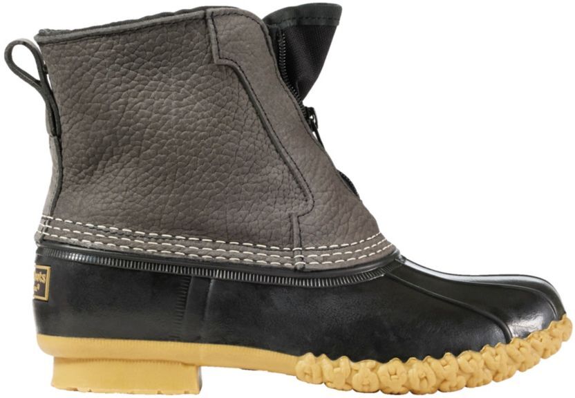 Women's Bean Duck Boots, 7" Fleece-Lined Insulated Front-Zip Graphite/Black/Gum 10(B), Suede Leather/Rubber/Nylon L.L.Bean