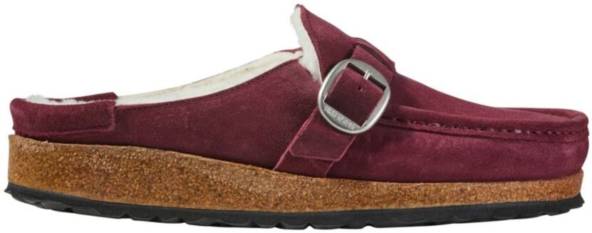 Women's Birkenstock Buckley Clogs, Suede Shearling Maroon 41(B), Suede Leather