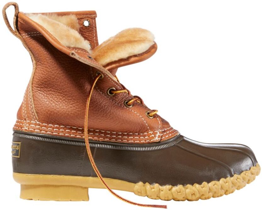 Women's Bean Duck Boots, 8" Shearling-Lined Insulated Tan/Brown 7(B), Leather/Rubber L.L.Bean