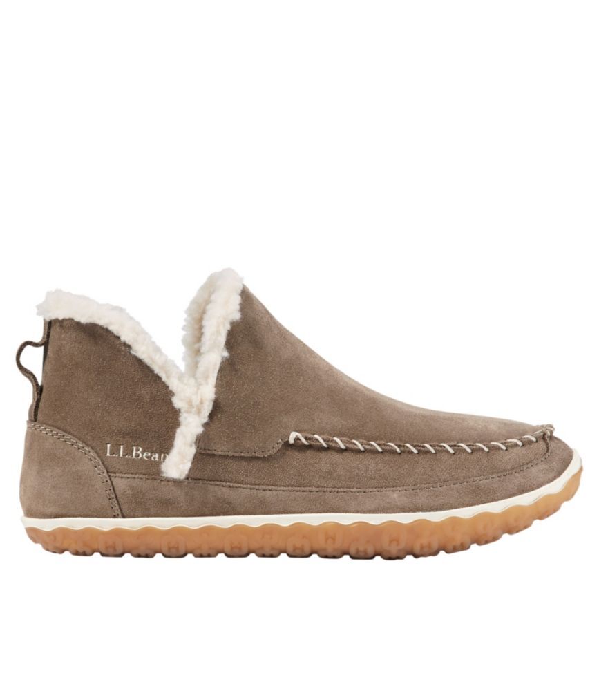 Women's Mountain Slippers, Boot Moccasins Dark Cement 10(B), Suede Leather/Rubber L.L.Bean