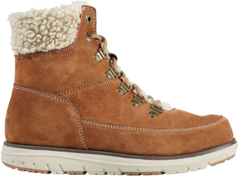 Women's Mountain Lodge Boots, Sherpa Insulated Lace-Up Saddle/Natural 9.5(B), Suede Leather/Rubber/Metal L.L.Bean