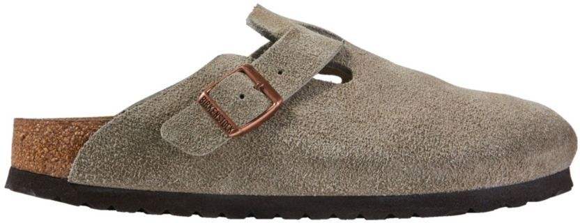 Women's Birkenstock Boston Clogs, Suede Taupe 39(B), Suede Leather