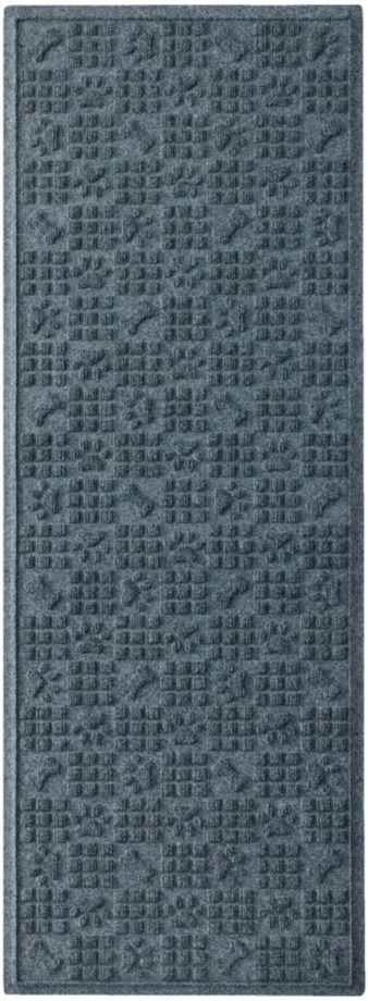 Recycled Waterhog Runner, Dog Bones and Paws Bluestone, Rubber L.L.Bean