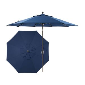 Treasure Garden Weather-Resistant 9' Market Umbrella, Push Button Classic Navy, Polyester/Aluminium