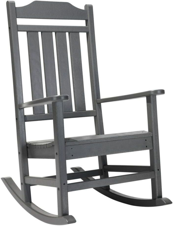 All-Weather Porch Rocker Slate Gray, High Density Polyethylene Lumber/Stainlesss Steel L.L.Bean