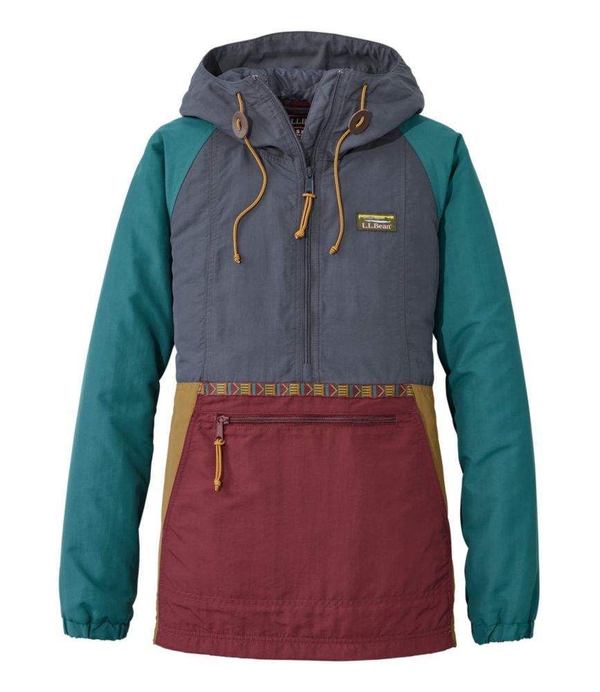 Women's Mountain Classic Insulated Anorak, Multi-Color Gunmetal Gray/Burgundy Extra Small, Synthetic/Nylon L.L.Bean