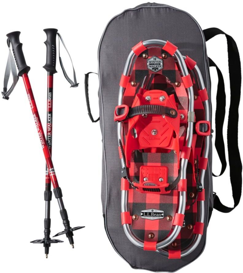 Kids' Winter Walker Snowshoe Package Red/Black Buffalo Plaid, Aluminium L.L.Bean