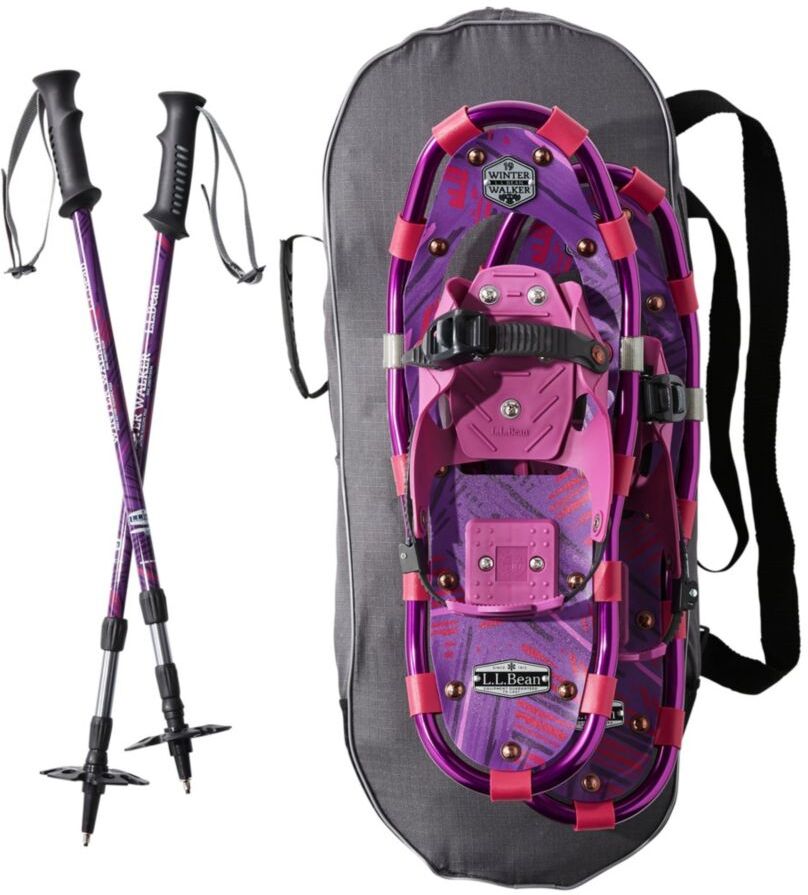 Kids' Winter Walker Snowshoe Package Ripe Plum Sketchy, Aluminium L.L.Bean