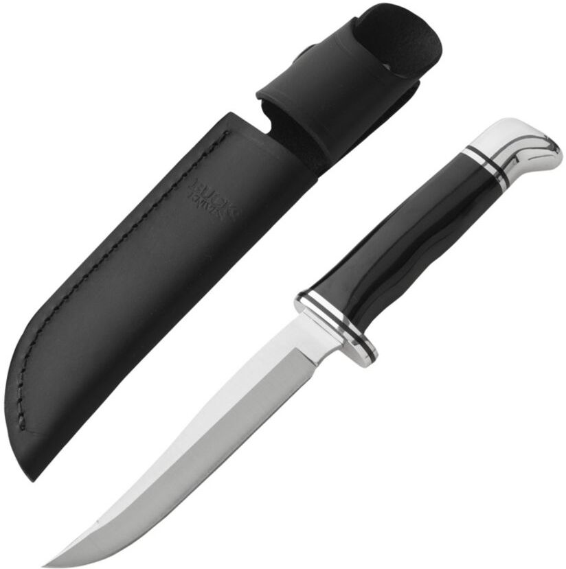 Buck 105 Pathfinder Knife Black, Stainlesss Steel/Leather/Aluminium