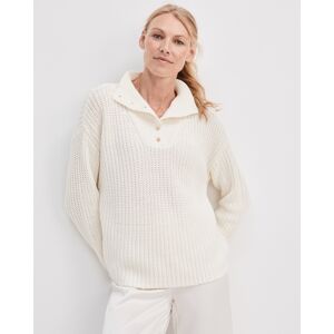Haven Well Within Button-Up Mock Neck Sweater - White - XL Haven Well Within - female
