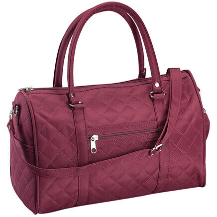 Miles Kimball Quilted Barrel Handbag in Burgundy - Red/Burgundy