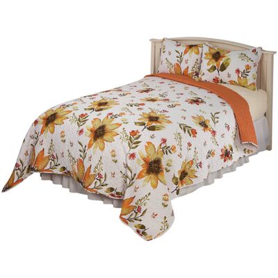 Miles Kimball Sunflower Bedspread 3 pc Set by OAKRIDGE™-Full Queen - Size Full Queen Miles Kimball Sunflower Bedspread 3 pc Set by OAKRIDGE™-Full Queen - Size Full Queen