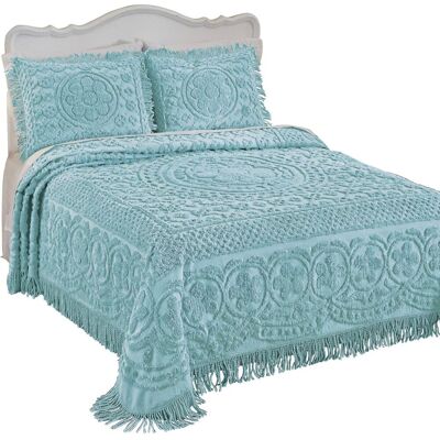 Miles Kimball Calista Chenille Bedspread Set-Turquoise-Queen - Size Queen - Turquoise Miles Kimball Calista Chenille Bedspread Set-Turquoise-Queen - Size Queen - Turquoise