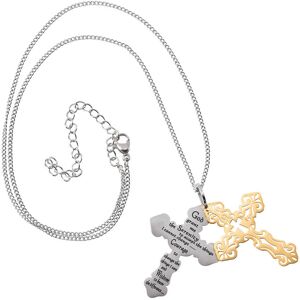 Miles Kimball Personalized Filigree Cross Necklace with Serenity Prayer Miles Kimball Personalized Filigree Cross Necklace with Serenity Prayer