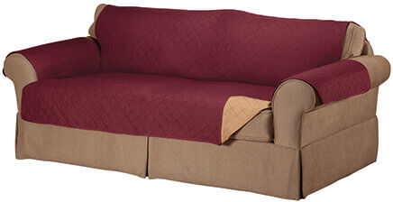 Miles Kimball Microfiber Reversible Sofa Cover by OakRidge™ - Natural Red/Burgundy