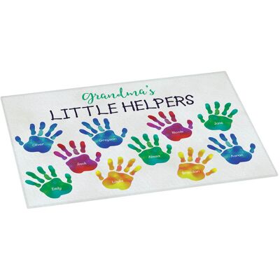 Miles Kimball Personalized Handprint Little Helpers Glass Cutting Board Miles Kimball Personalized Handprint Little Helpers Glass Cutting Board