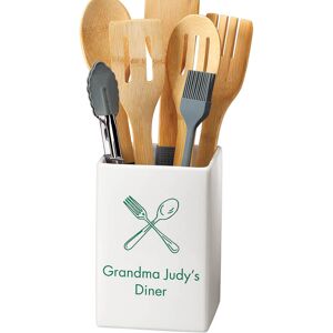 Miles Kimball Personalized Fork and Spoon Square Crock Miles Kimball Personalized Fork and Spoon Square Crock