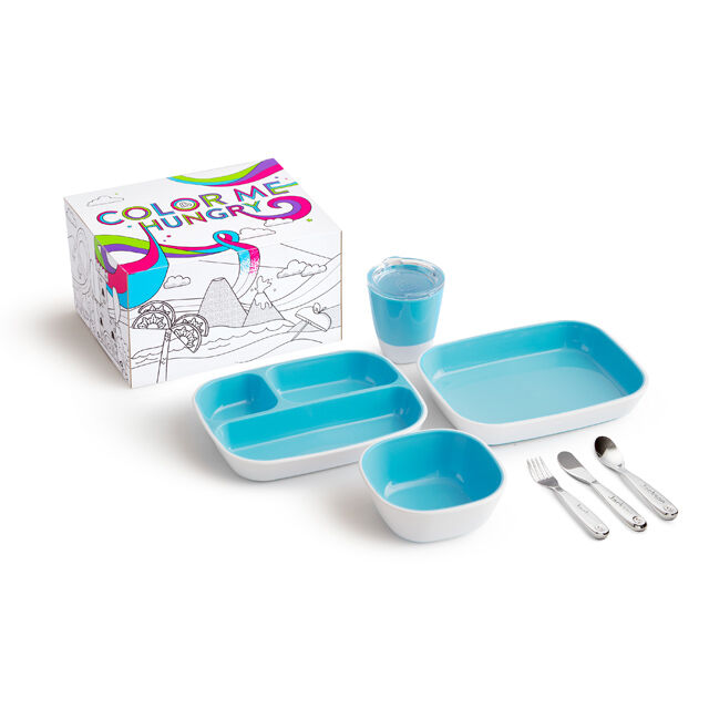 Munchkin Color Me Hungry Splash™ Dining Set with Personalized Polish™ Utensil Set