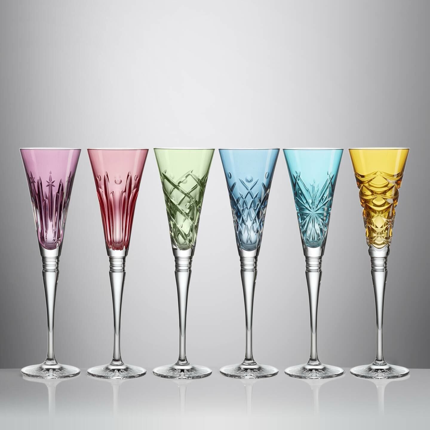 Waterford Winter Wonders Champagne Flute, Colours, Mixed Set of 6, Crystal