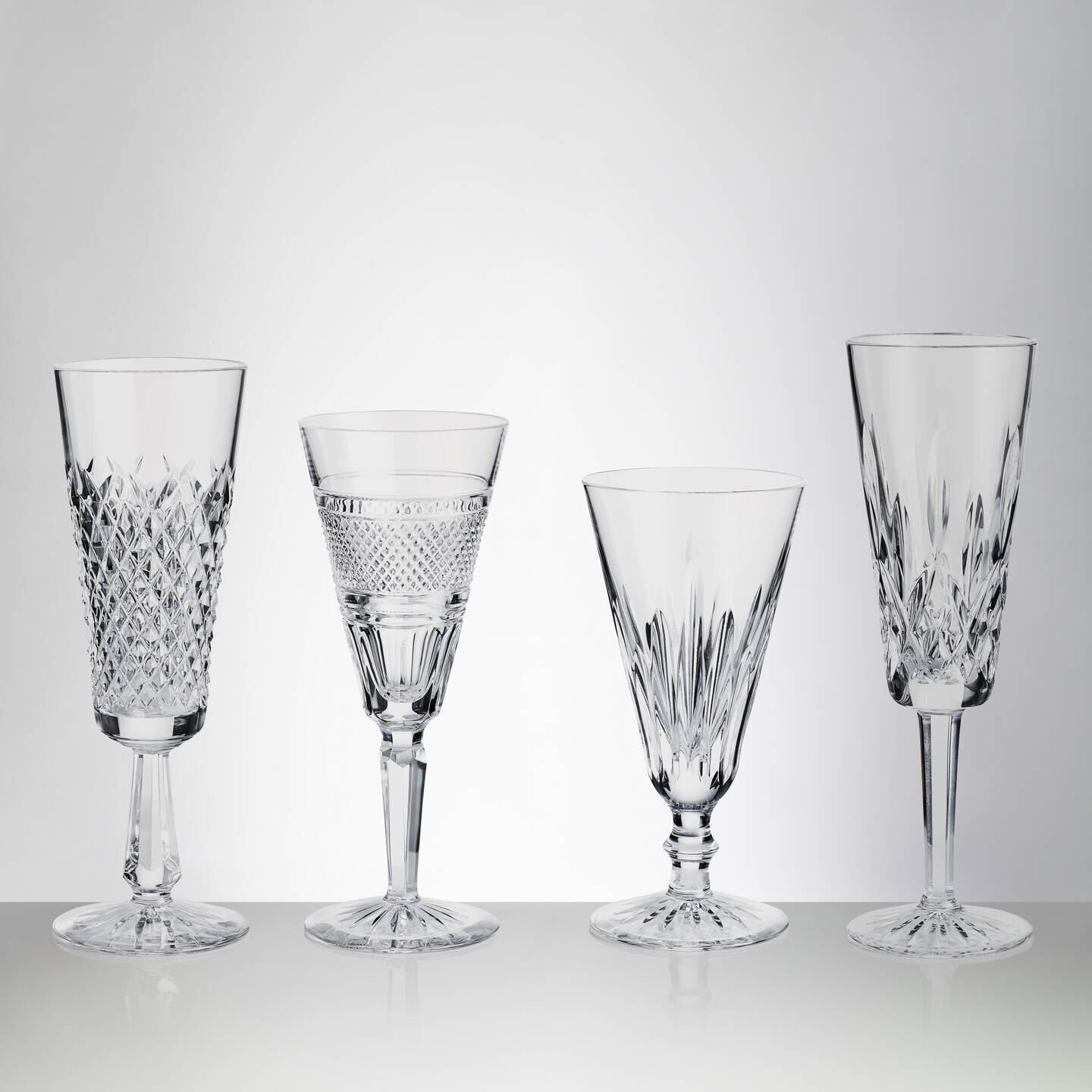 Waterford Mastercraft Heritage Champagne Flute, Mixed Set of 4, Crystal, Handcrafted In Ireland