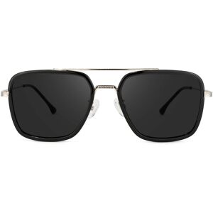 Zeelool Optical Nayeli Aviator Black-Silver Sunglasses - 56-20-141