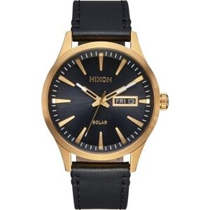 Nixon Sentry Solar Leather Watch - all gold/black