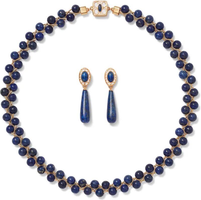 The Metropolitan Museum of Art Spanish Baldric Lapis Braided Necklace and Elongated Drop Earrings Set