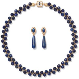 The Metropolitan Museum of Art Spanish Baldric Lapis Braided Necklace and Elongated Drop Earrings Set The Metropolitan Museum of Art Spanish Baldric Lapis Braided Necklace and Elongated Drop Earrings Set