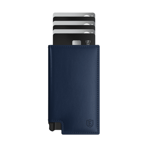 Slim Pemium Leather Wallet Parliament Wallet Trackable RFID Blocking Navy Ekster®