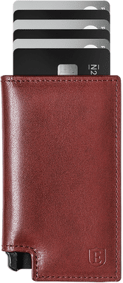 Slim Pemium Leather Wallet Parliament Wallet Trackable RFID Blocking Merlot Red Ekster®