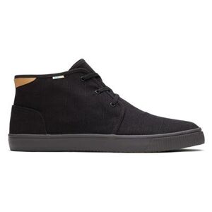 TOMS Men's Black Canvas Carlo Mid Top Sneaker Shoes, Size 9.5