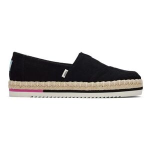TOMS Women's Black Alpargata Platform Rope Espadrille Shoes, Size 6.5