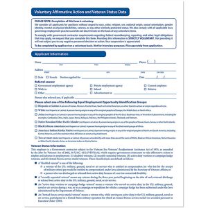 Amsterdam Printing Vol Affirmative Action Veteran Status Form 25 Pack
