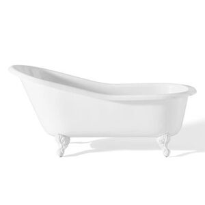 Cheviot 61 Inch Cast Iron Slipper Clawfoot Tub - Continuous Rolled Rim - No Faucet Drillings 2108-WW-WH