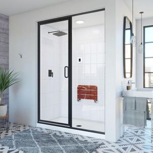 Randolph Morris Steam Shower 36 Inch D x 60 Inch W x 87 Inch H with Traditional Subway Tile Framed Enclosure and Shower Base RMSHWTRAD-6036-MB